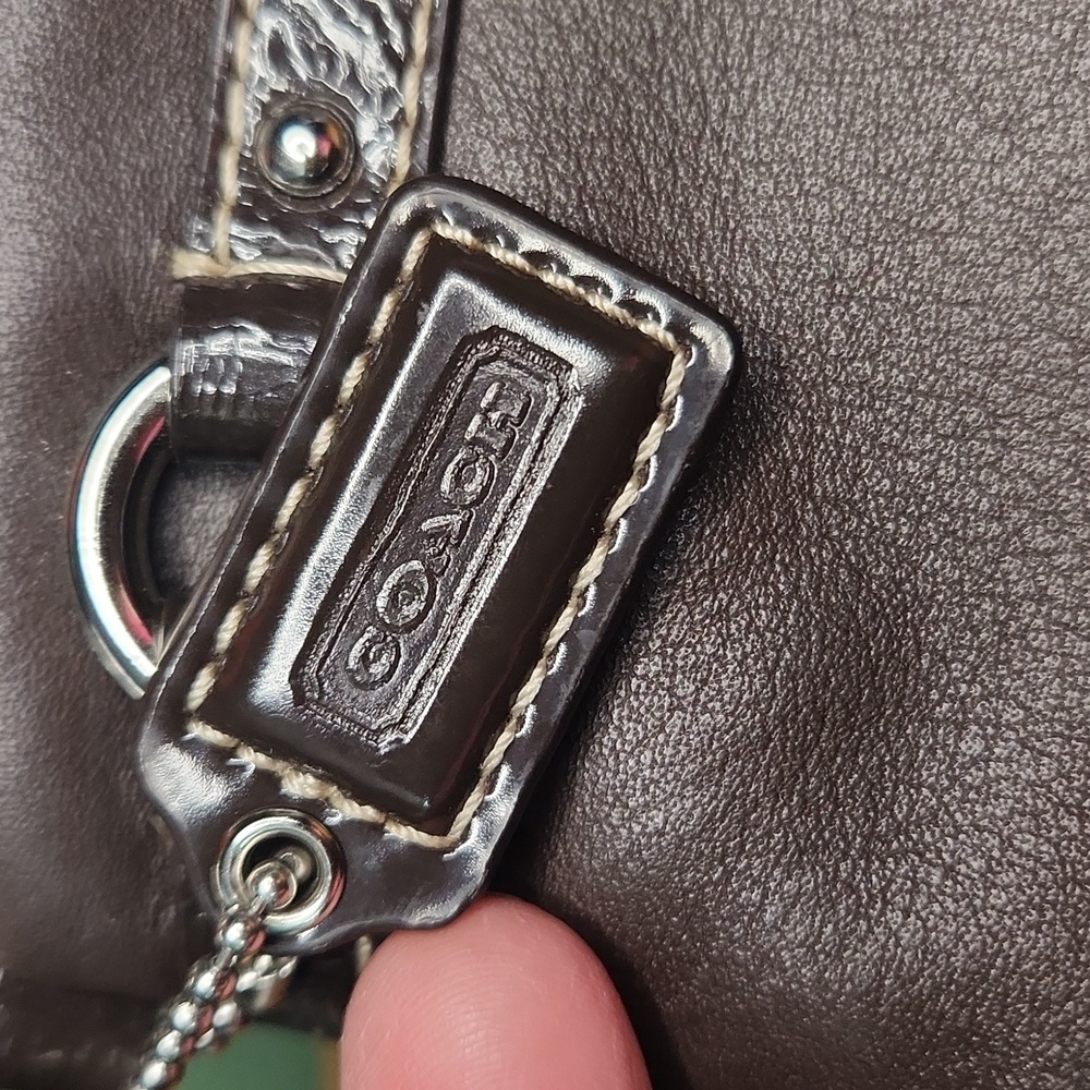 Coach Dark Brown Wristlet with Silver Accents - Picture 3 of 6